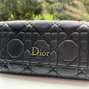 Dior Black Vintage Cannage Quilted Clutch